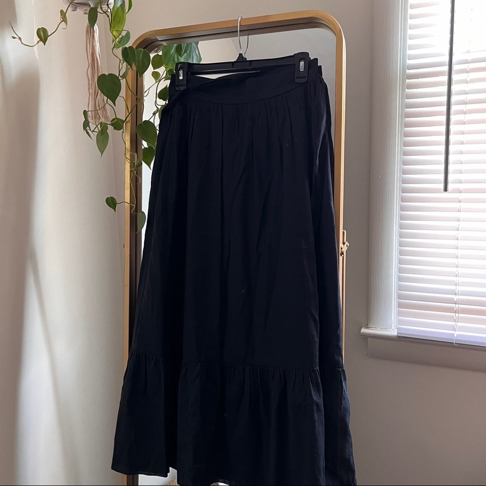 Linen black maxi skirt